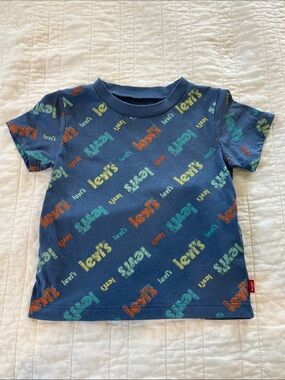 Levi's Blue Tee with Multicolor Logo Print
